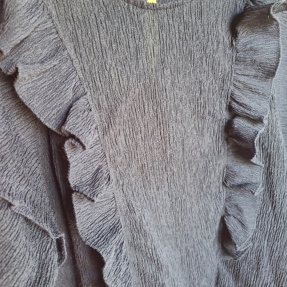 Express Navy Ruffle Blouse - Picture 6 of 8